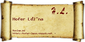 Hofer Léna névjegykártya